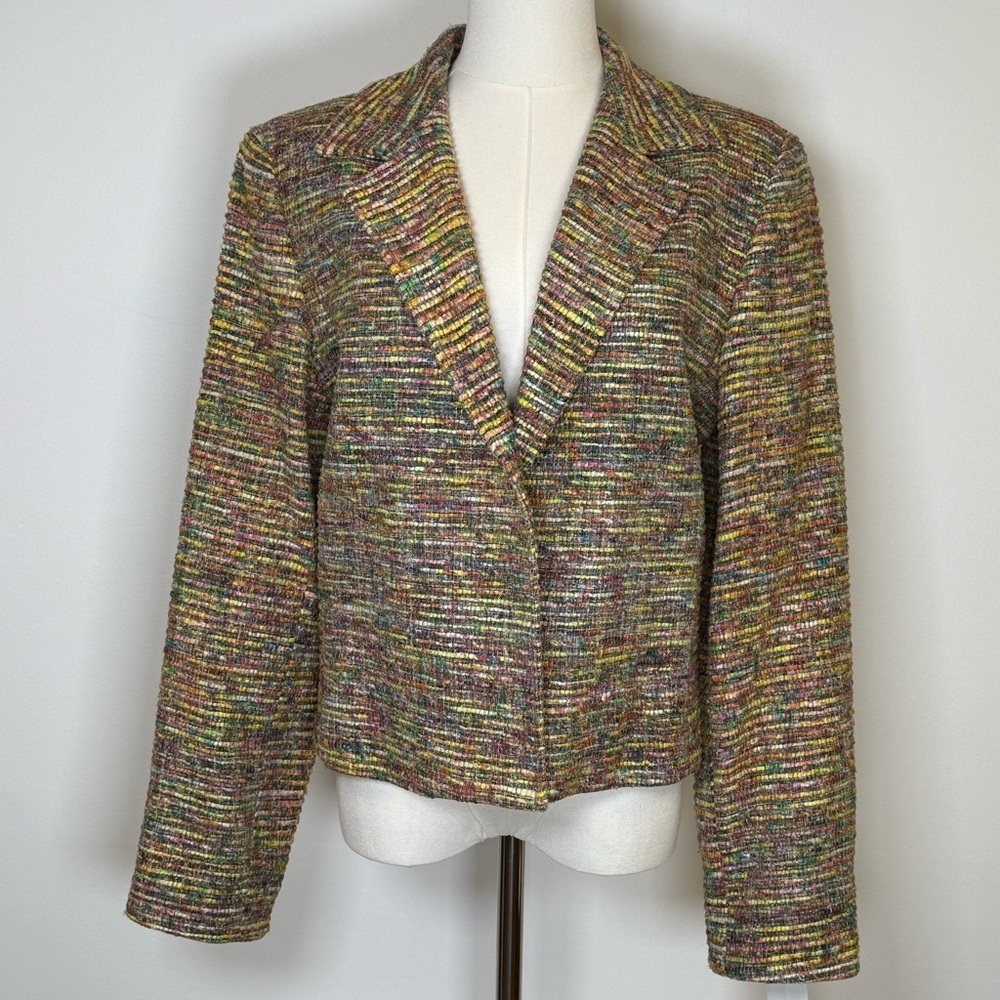 V.P. Collections Handwoven Silk Open Front Blazer Jacket Women’s Size Medium NWT